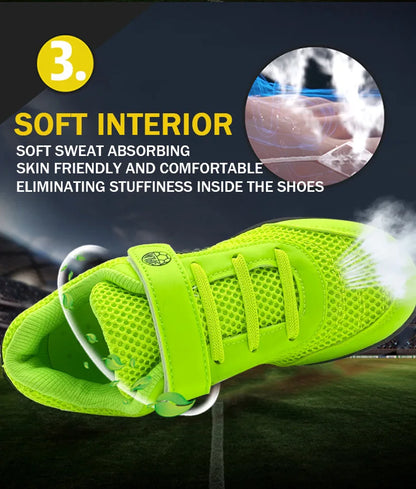 Boy Girl Tf Children's Football Shoes Hook Loop Football Boots No Spikes Lacrosse Beginner Cricket Shoes Baseball Shoes