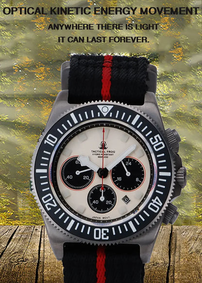 Tactical Frog FXD Titanium Quartz Watch VS75B Solar-powered Movement 20Bar Chronograph Sapphire Diving Watch BGW9 Luminous Watch