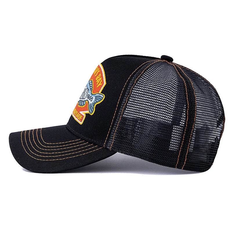 Gorra de béisbol unisex de verano para pesca, gorra trucker de malla transpirable para hombre y mujer, gorra estilo pescador Big Fish, gorra de moda para exteriores