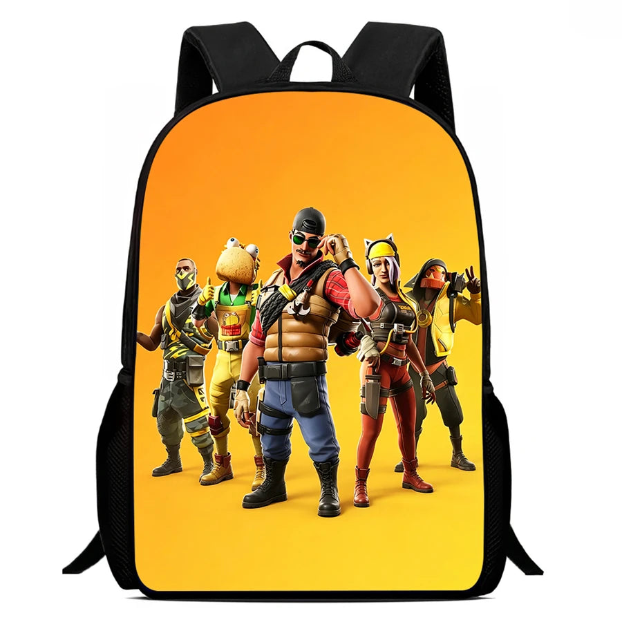 Fortnite Cartoon 15-Zoll leichter Rucksack mit verstellbaren Schultergurten – tägliche Schultasche für Kinder, Jungen und Mädchen, Alter 5-9