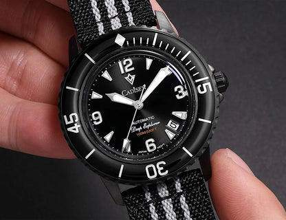 CADISEN Deep Explorer MIYOTA 8215 Automatic Mechanical Watch Man Canvas Strap Wristwatch Luxury Luminous Waterproof Watches