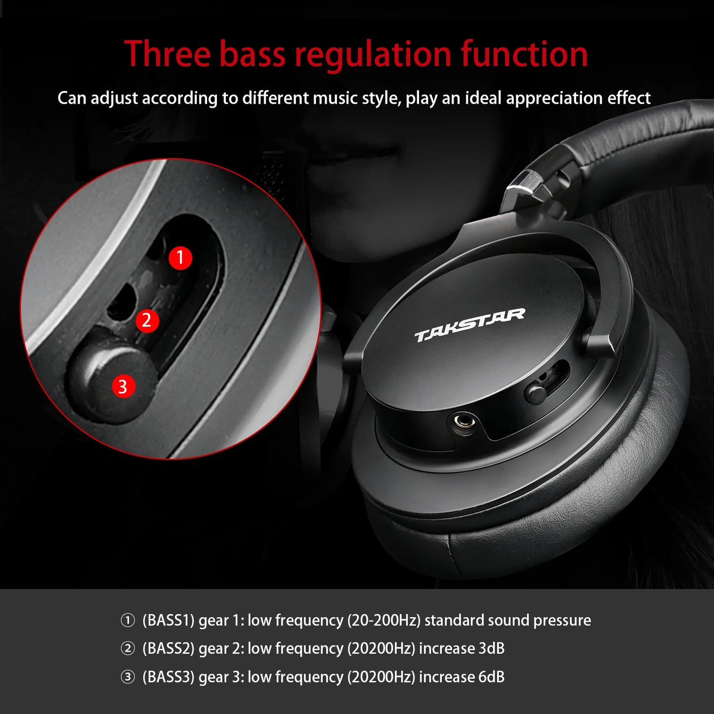 Takstar PRO82 Professional Monitor Headphones – HiFi Stereo Wired Studio Headset for Recording, Gaming & Bass-Adjustable Precision Sound
