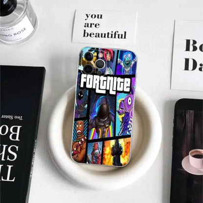Cartoon B-Battle-R-Royales-F-FortniteS for iPhone 17 16 15 14 13 12 11 Pro Max Plus Transparent Soft TPU Phone Cover