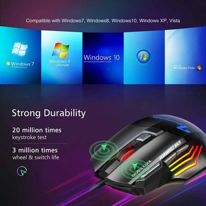 Rato Gaming com Fio para Computador, Retroiluminação RGB, Ergonómico e Silencioso, LED, 7 Botões, USB, para PC e Desktop