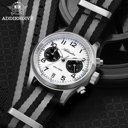 Reloj para hombre ADDIESDIVE 2025 New Panda Eye, retro de lujo, cuarzo VK64, cronógrafo deportivo, impermeable 100M, luminoso