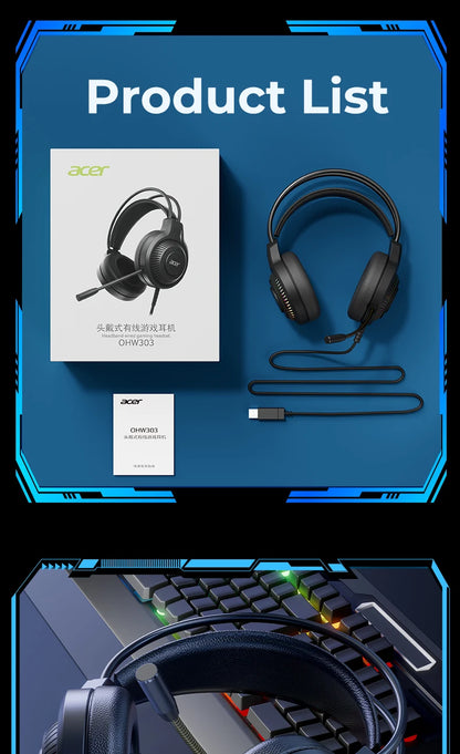 Auriculares Gaming com Fio RGB e Microfone – Headset Gaming com Som Surround de Baixa Latência, Iluminação RGB Elegante, Isolamento de Ruído e Ajuste Confortável