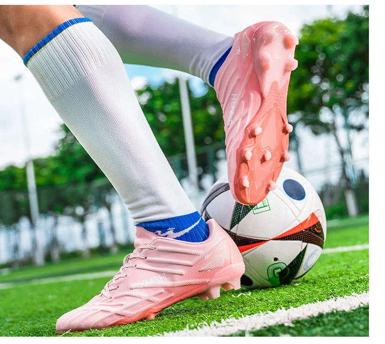 Chaussures de football Double Star Adult Youth AG : crampons antidérapants et résistants pour gazon artificiel et naturel, pour l'entraînement et les matchs, hommes et femmes