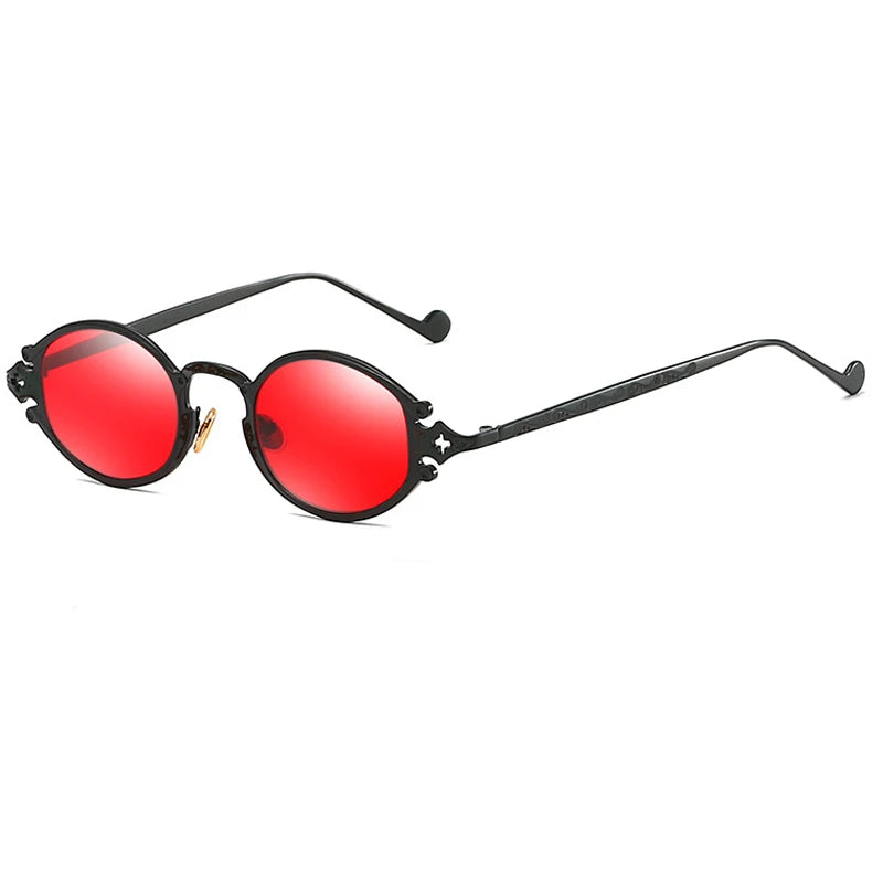 sluneční brýle pro muže ve stylu Cateye, street shoot, retro, steampunk, gotické, oválné, s kovovou obrubou a vyřezávaným vzorem, Gafas sol mujer
