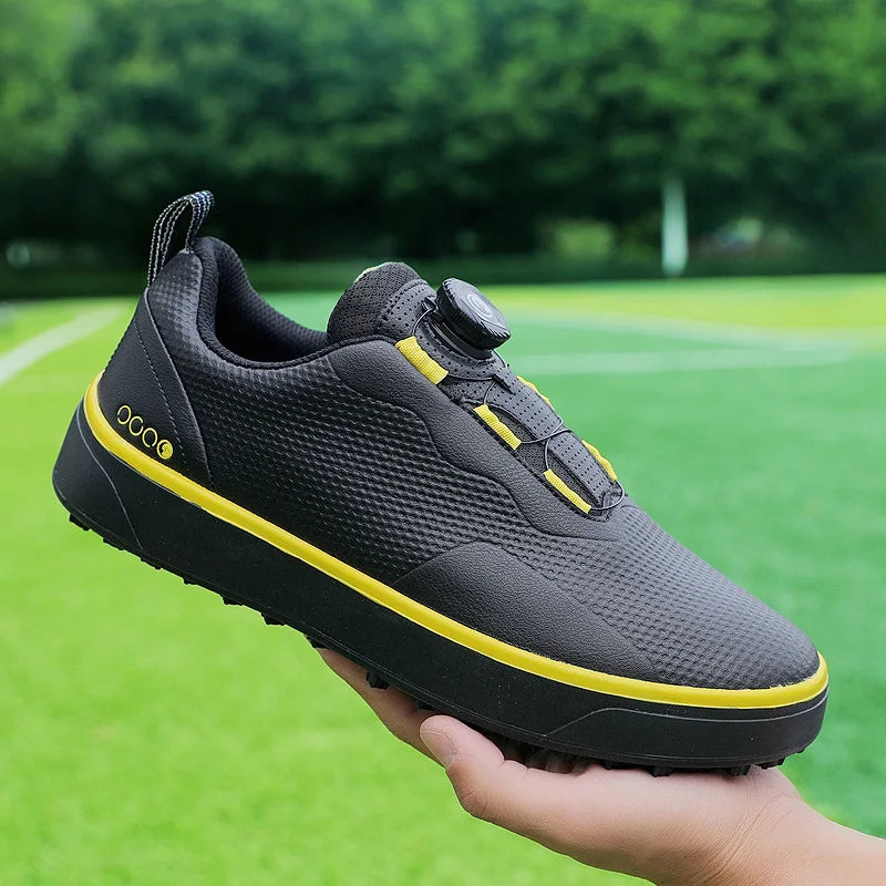 Paar Golfschuhe für Herren, weiß, wasserdicht, mit drehbarer Schnalle, Fitness, ohne Spikes, rutschfest, Golf, Golfer, Training, Golf-Sneaker, Damen