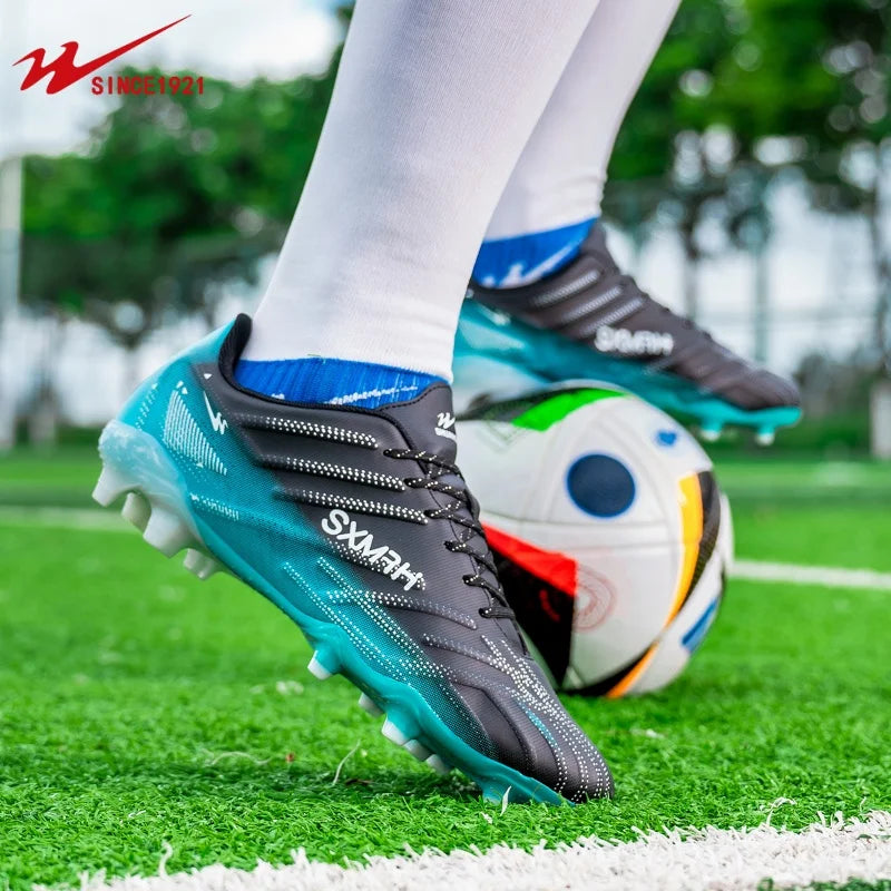 Chaussures de football Double Star Adult Youth AG : crampons antidérapants et résistants pour gazon artificiel et naturel, pour l'entraînement et les matchs, hommes et femmes