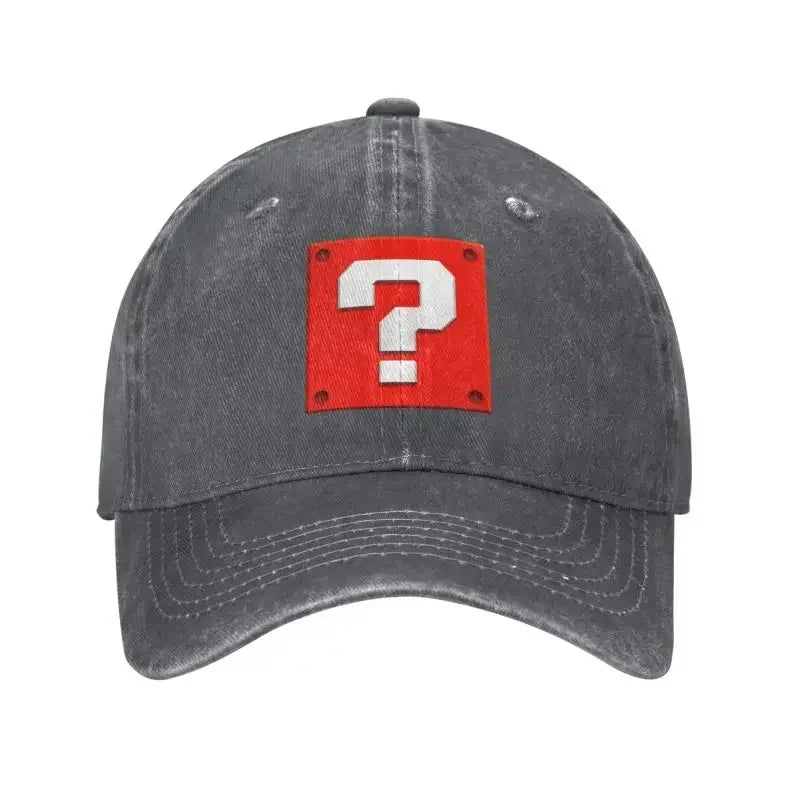 Individuell gestaltete Mode-Cartoom-Spiel-Fragezeichen-Block-Baseballmütze für Damen und Herren, verstellbar, Unisex, Baumwolle, Dad-Cap, Performance-Snapback-Kappen