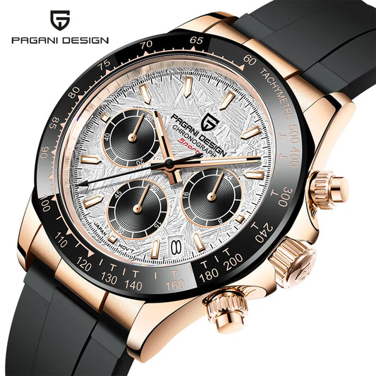 Originale neue PAGANI DESIGN PD-1664 Luxus-Herrenuhr mit japanischem VK63-Quarzwerk, Saphirglas, wasserdichtem Chronographen, Gold