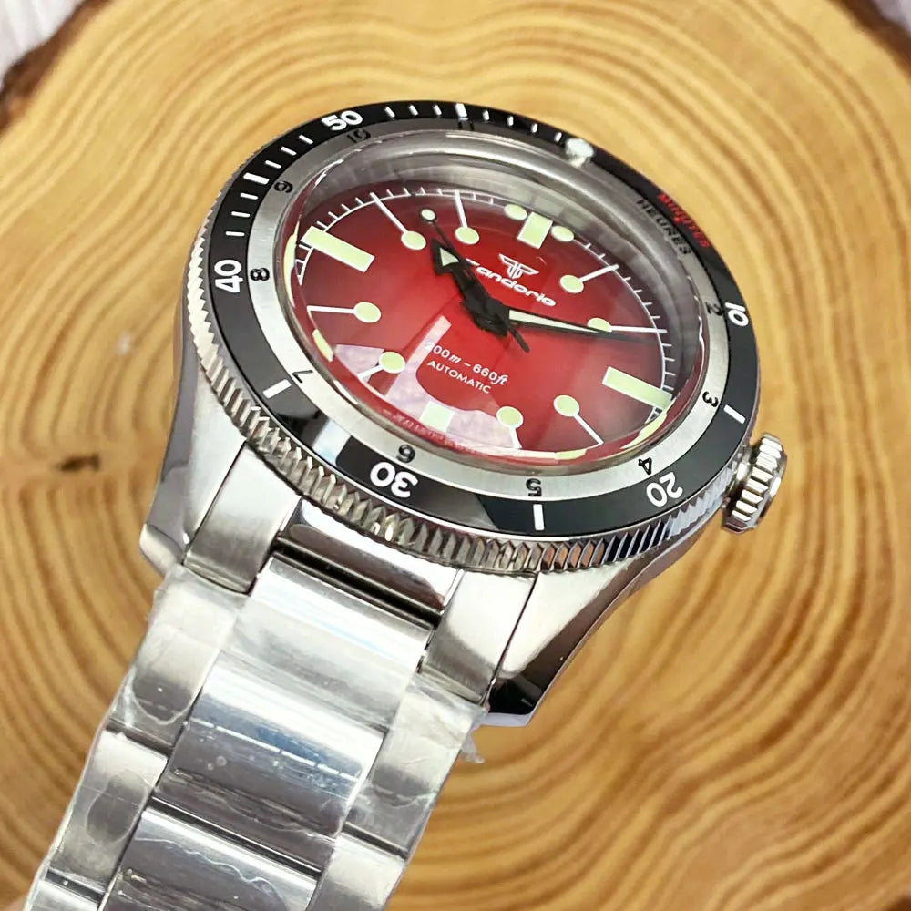 200M Water Resistant Mechanical Wristwatch Miyota 8215 Domed Sapphire Glass 120 clicks Bezel Steel Band Luminous Marks