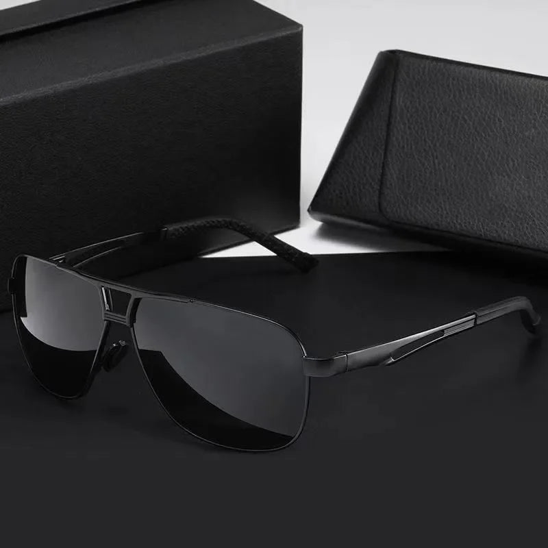 Huippulaatuiset alumiini-magnesium-neliönmuotoiset polarisoidut fotokromaattiset aurinkolasit miehille – sotilas-, turva- ja ajolasit Oculos De Sol Masculino