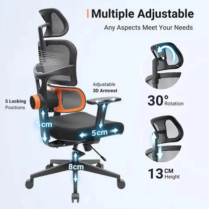 NEWTRAL NT001 Ergonomic Office Chair with Auto-Following Lumbar Support, Adjustable Mesh Office Chair, 3 Recline Angles, 3D Armrests & Adjustable Headrest