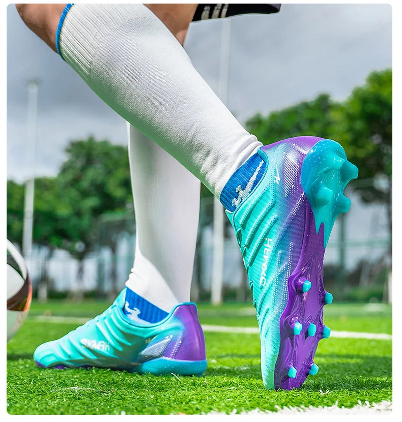 Chaussures de football Double Star Adult Youth AG : crampons antidérapants et résistants pour gazon artificiel et naturel, pour l'entraînement et les matchs, hommes et femmes