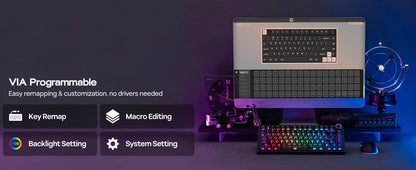EPOMAKER x AULA F75 Ultra VIA programmierbare mechanische Tastatur, 75 %, ANSI-US-QWERTY-Layout, Gasket-Mount, kabelgebunden/Bluetooth/2.4Ghz kabellos