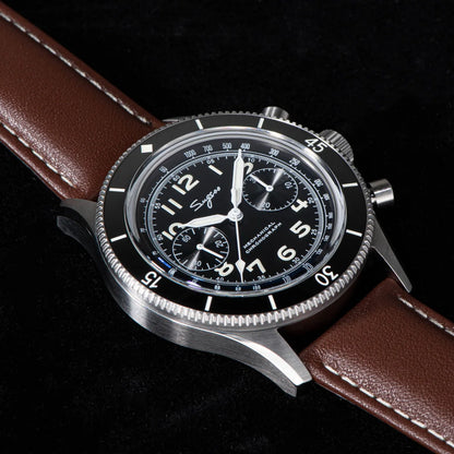 Sugess Pilot Watch Handwind Chronograph Mechanical Wristwatches Luminous Skeleton Men Watches Crystal Sapphire Leather New 2022