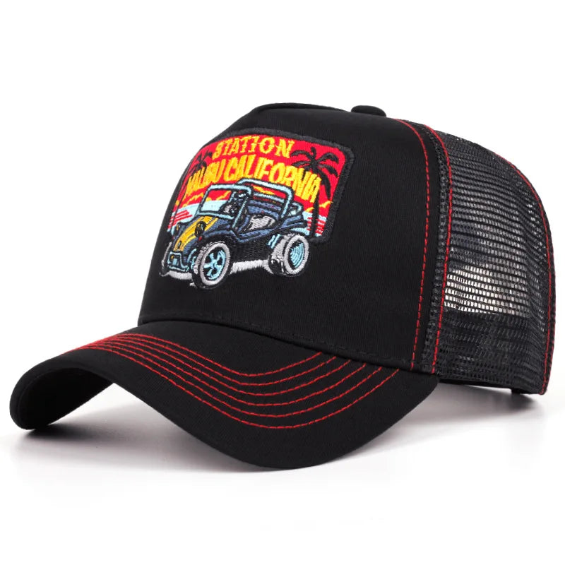 Modna czapka baseballowa z haftem orła dla mężczyzn i kobiet – letnia, oddychająca, z siateczką, z zatrzaskiem typu snapback, w stylu trucker