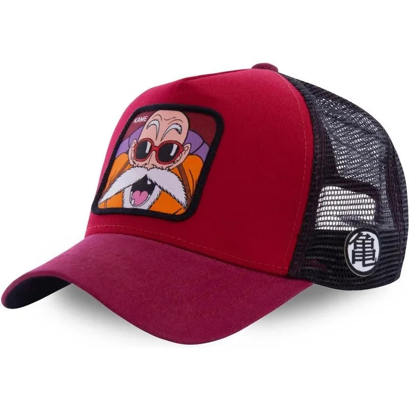 Dragon Ball Buu Goku-Kappe, Sommer-Reisekappe mit Schirm, Herren-Kappe mit Stickerei, im Hip-Hop-Stil, Sonnenvisier, verstellbare Trucker-Netzkappe