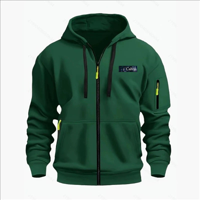 Men's Sweatshirts with Zipper Pockets Thin Solid Color Half Tracksuit Casual Outdoor Hooded Tracksuit Long Sleeves Jacket Coats
