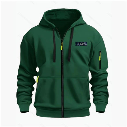 Men's Sweatshirts with Zipper Pockets Thin Solid Color Half Tracksuit Casual Outdoor Hooded Tracksuit Long Sleeves Jacket Coats