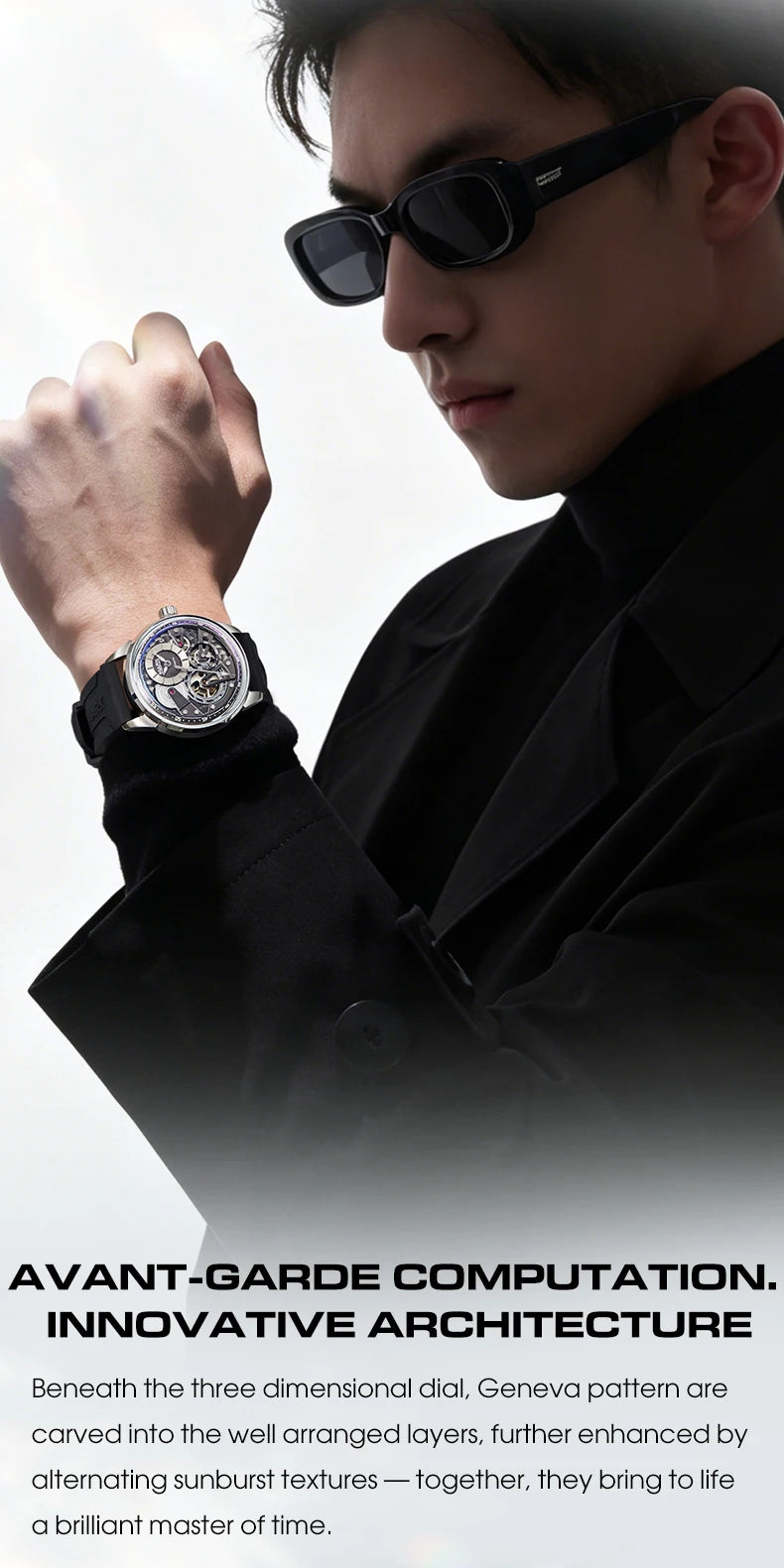 MARK FAIRWHALE Men’s Luxury Automatic Mechanical Watch  46mm Stainless Steel Business Wristwatch