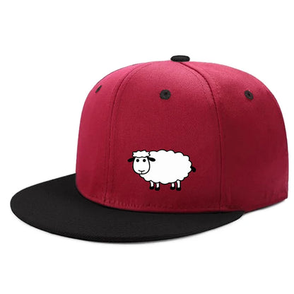 Unisex-Baseballkappe mit verstellbarem Riemen – Streetstyle-Kappe mit flachem Schirm und Schafsmuster – Lässige, vielseitige und personalisierbare Kappe