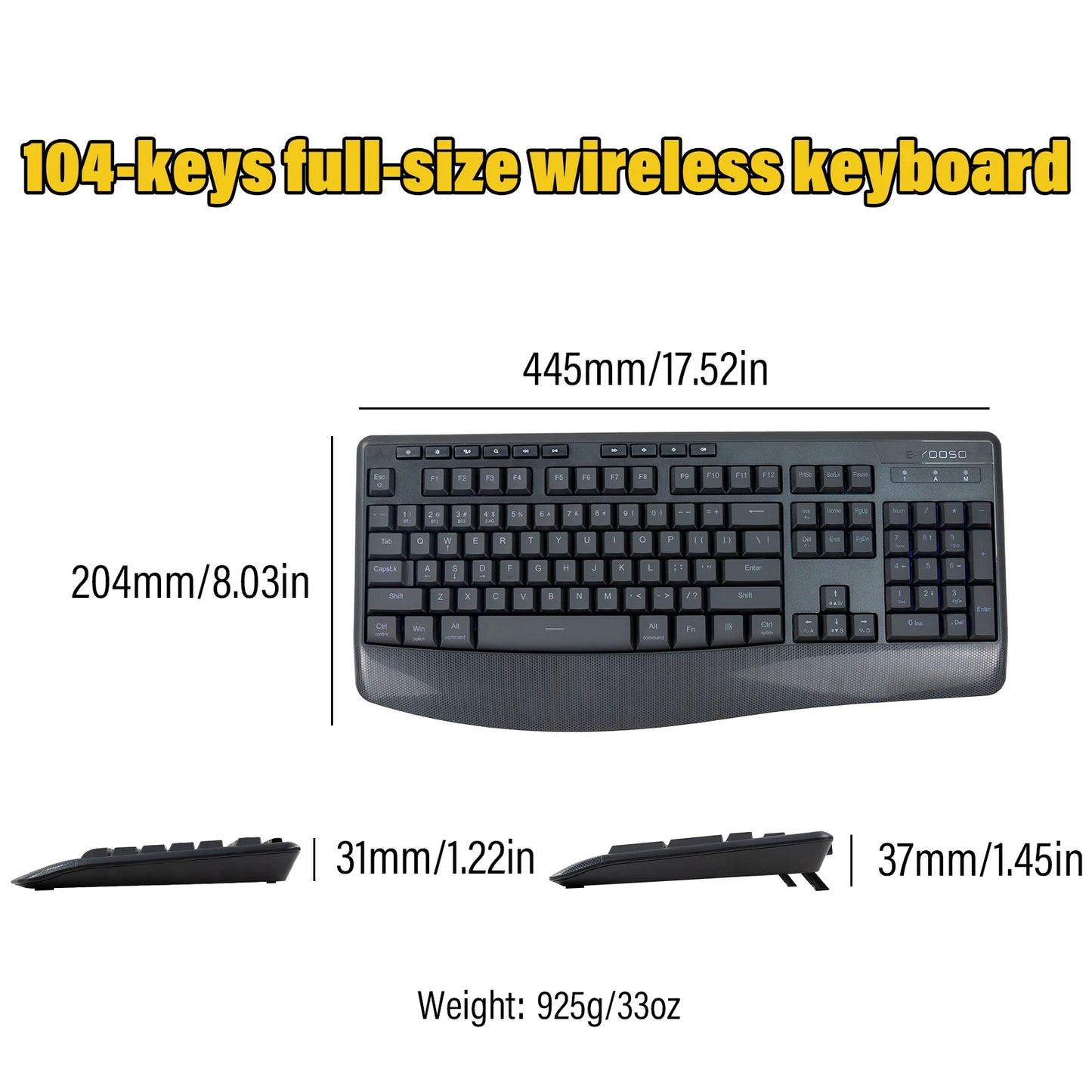 E-YOOSO Triple-Mode Mechanical Keyboard 2.4GHz/Bluetooth 5.0/USB-C RGB Backlit Quiet Keys Spill-Proof Long Standby for PC/Laptop