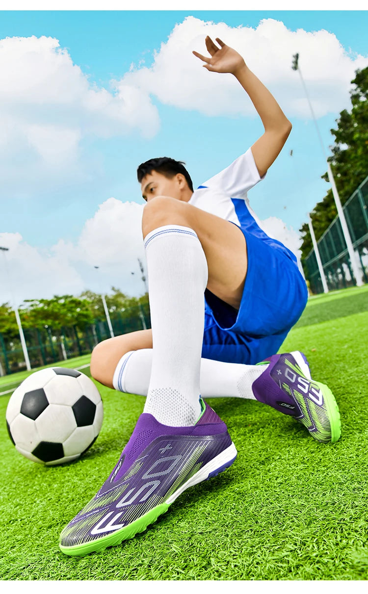 Chaussures de football pour homme, crampons pour gazon, futsal, confortables, pour gazon synthétique, football, sport, ultralégères, FG, antidérapantes, d'intérieur, pour adulte, antidérapantes