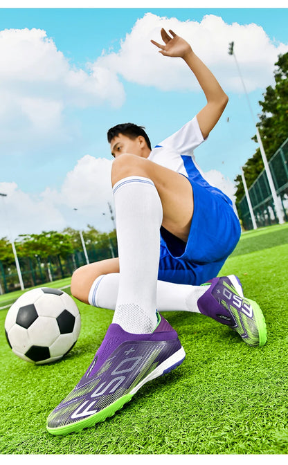 Chaussures de football pour homme, crampons pour gazon, futsal, confortables, pour gazon synthétique, football, sport, ultralégères, FG, antidérapantes, d'intérieur, pour adulte, antidérapantes