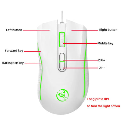 Popular Choice HXSJ A869 Optical Ergonomic RGB ABS 4-level Resolution Adjustment Wired Gaming Mouse for Laptop and PC
