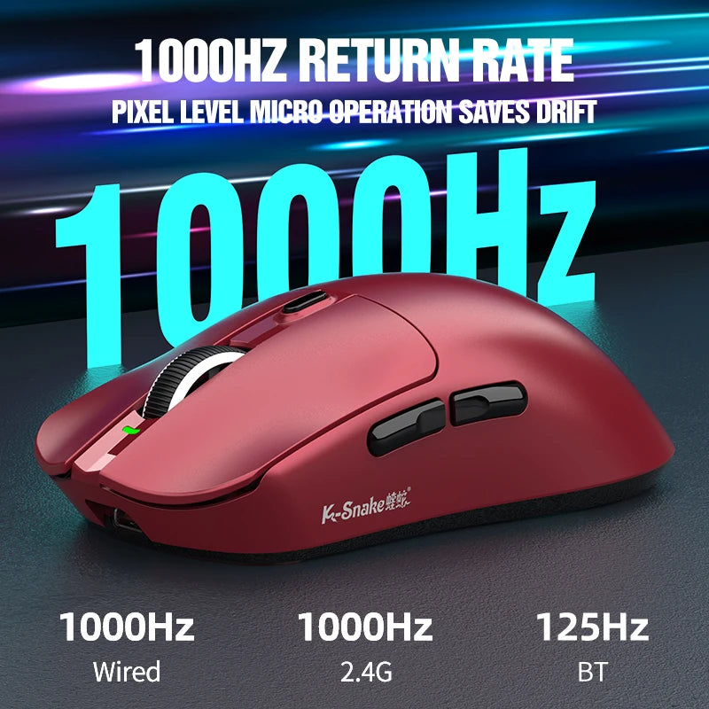 K-Snake X11 Bluetooth Wireless Gaming Mouse, Tri-Mode RGB Rechargeable Mouse with PAW3311 Sensor, 12000 DPI Magnetic Charging Gaming Mouse for PC, Laptop & Office