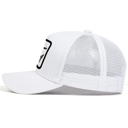 Czapki z daszkiem typu „trucker” unisex z haftem przedstawiającym uśmiechniętą twarz z zębami, z siateczką baseballową, na wiosnę i lato, chroniące przed słońcem, z regulowanym paskiem, na co dzień