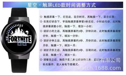 Fortnite Watch Cute Fashion Cartoon Personalized Kawaii Touch Night Light LED Student Electronic Watch Gift for Friends