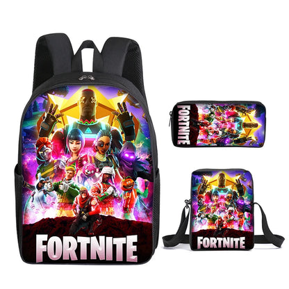 3pcs/set Fortnite Game Backpack Anime Cartoon Large Capacity Student Shcool Bags Pencil Bag Kawaii Lunch Bag Birthday Gifts