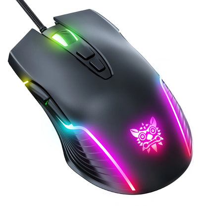 ONIKUMA Wired Gaming Mouse 6400 DPI RGB Gaming Mouse with 7 Programmable Buttons, Ergonomic Wired Gaming Mouse for PC, Laptop & Gaming Setup