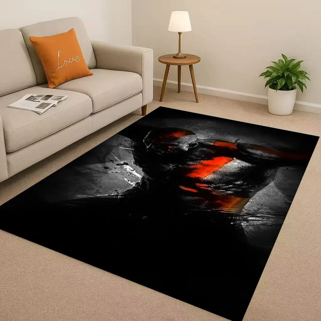 Kratos God of War Game Cartoon Gamer Living Room Non-Slip Area Rug Soft Carpet for Bedroom Playroom Sofa,Easy Clean Home Doormat