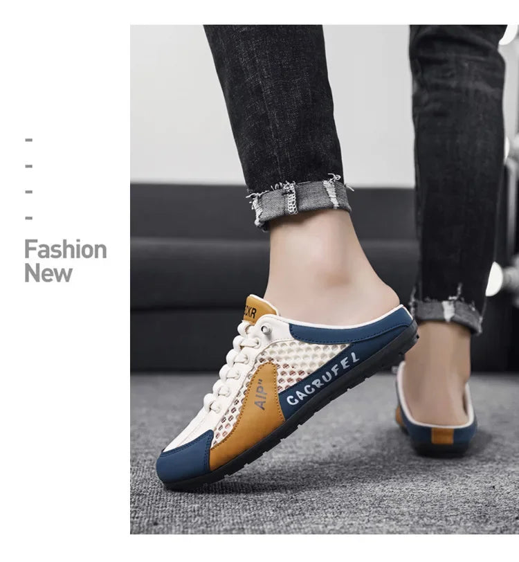 Sapatilhas desportivas casuais slip-on com atacadores para homem, em malha respirável, unissexo, para primavera e outono, corte baixo, sola plana e calçar rápido e fácil