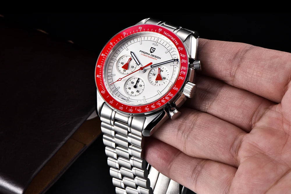 New PAGANI DESIGN Moon Men Watch Retro Luxury Quartz Watches For Men Stainless steel Sport waterproof Chronograph Man+With BOX