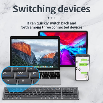 Teclado inalámbrico Bluetooth 5.0&3.0&2.4G FN+1/2/3 de doble modo, 350mAh, ultrafino, para portátil, PC, TV, iPad, Macbook y Android
