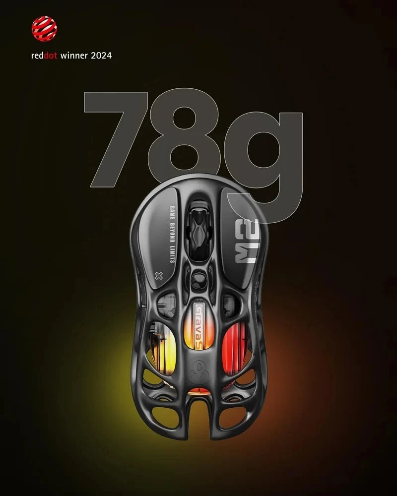 New GravaStar M1 M2 Wireless Magnesium Alloy Gaming Mouse PAW3395 4K 26000DPI Bluetooth 2.4G Wired Hollow Design Gamer Mouse