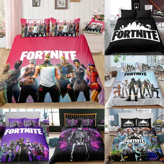 Fortnite Bedding Set Duvet Cover 3 Piece 3D Printed Bedroom Bedding Game Anime Cartoon Pillowcase Room Decoration Gifts
