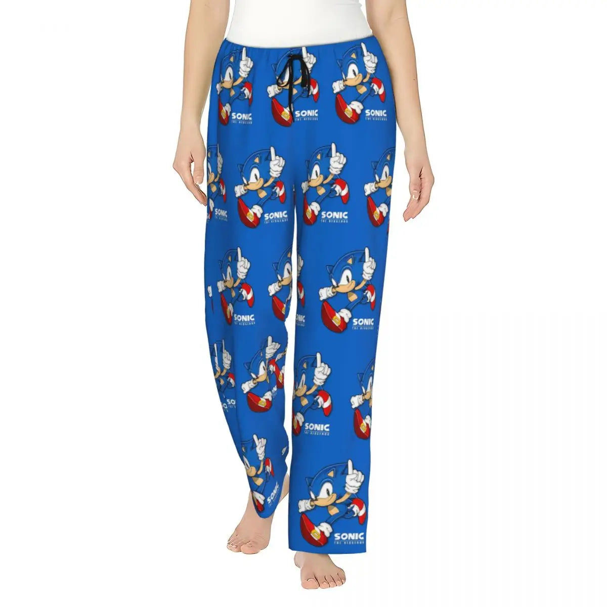 Custom Women Soniced Pajama Pants Printed Hedgehog Game Sleep Sleepwear Bottoms with Pockets