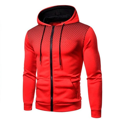 Men's Zip Up Hoodie Pocket Polka Dot Print Hooded Sweatshirt Sport Outdoor Casual Slim Fit Men Spring Autumn Zipper Hoodie