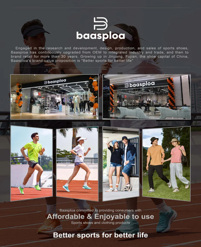 Baasploa Nieuwe hardloopschoenen voor heren, outdoor, modieus, lichtgewicht sportschoenen van mesh, casual herenschoenen, ademend, antislip wandelschoenen