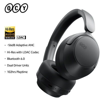 Cuffie Bluetooth 6.0 Over-Ear QCY H3S con ANC adattivo -56dB – Headset wireless Hi-Res LDAC, batteria 102H, audio spaziale Dual Driver