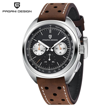 PAGANI DESIGN 2026 Retro Luxury Men's Quartz Watches Sports Chronograph VK63 Watch For Men AR Sapphire Waterproof Leather Clock