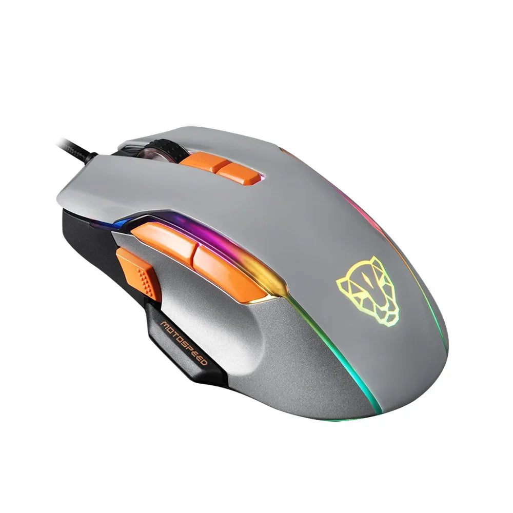Motospeed V90 Wired Gaming Mouse RGB Backlight 8 Adjustable 50000 DPI Office Game Mouse Macro Drive PMW3325 For Laptop PC