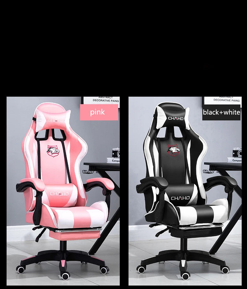 Ergonomic PU Leather Gaming Chair with Adjustable Height, Reclining Computer Chair, Swivel Office Chair for Home Office, Gaming & Study